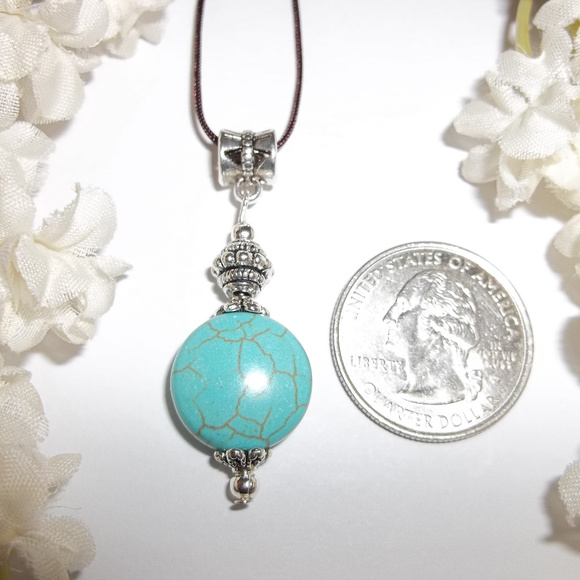 Turquoise Blue Adjustable Length Short or Long Fashion Accessory Necklace 4840 - Picture 7 of 11